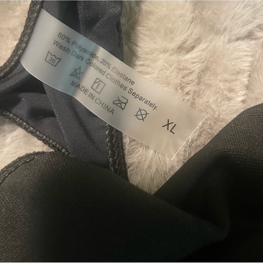NWOT XL London Plaid Trim Bikini Bottom Black Pink Tan Check Thong High Rise - Picture 3 of 4